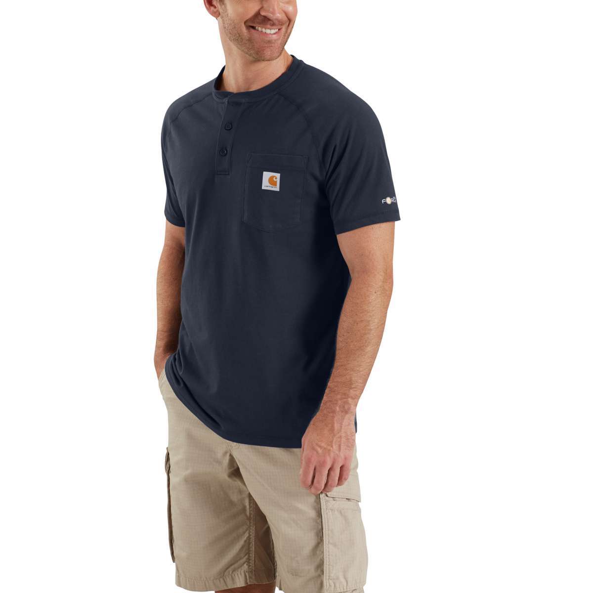 Carhartt Men's Force Henley - Blue, L