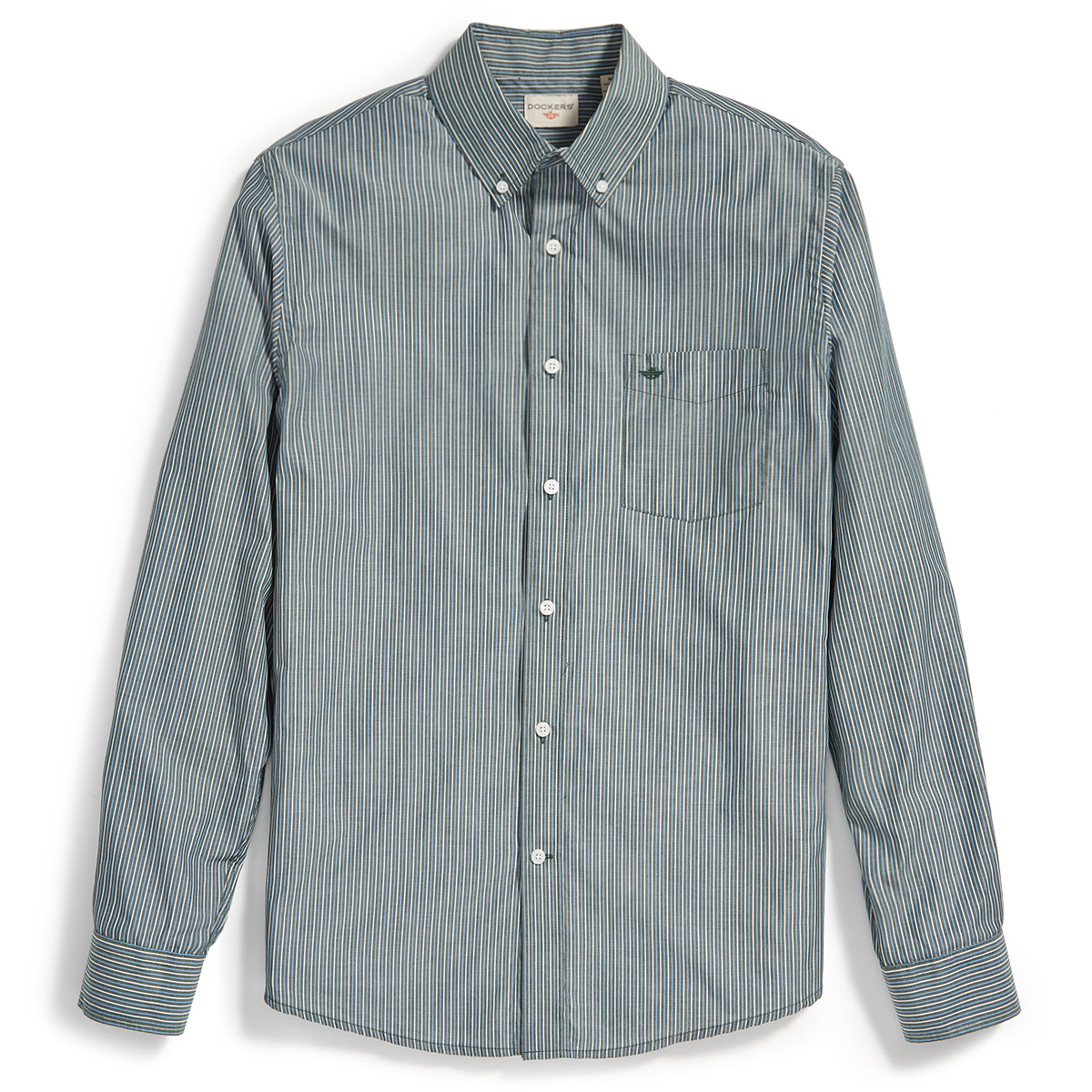 Dockers Men's Striped Woven Shirt - Green, XXL