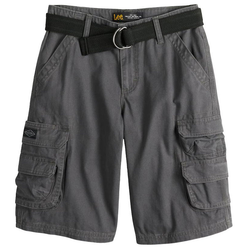 LEE Boys' Wyoming Solid Cargo Shorts - Black, 8