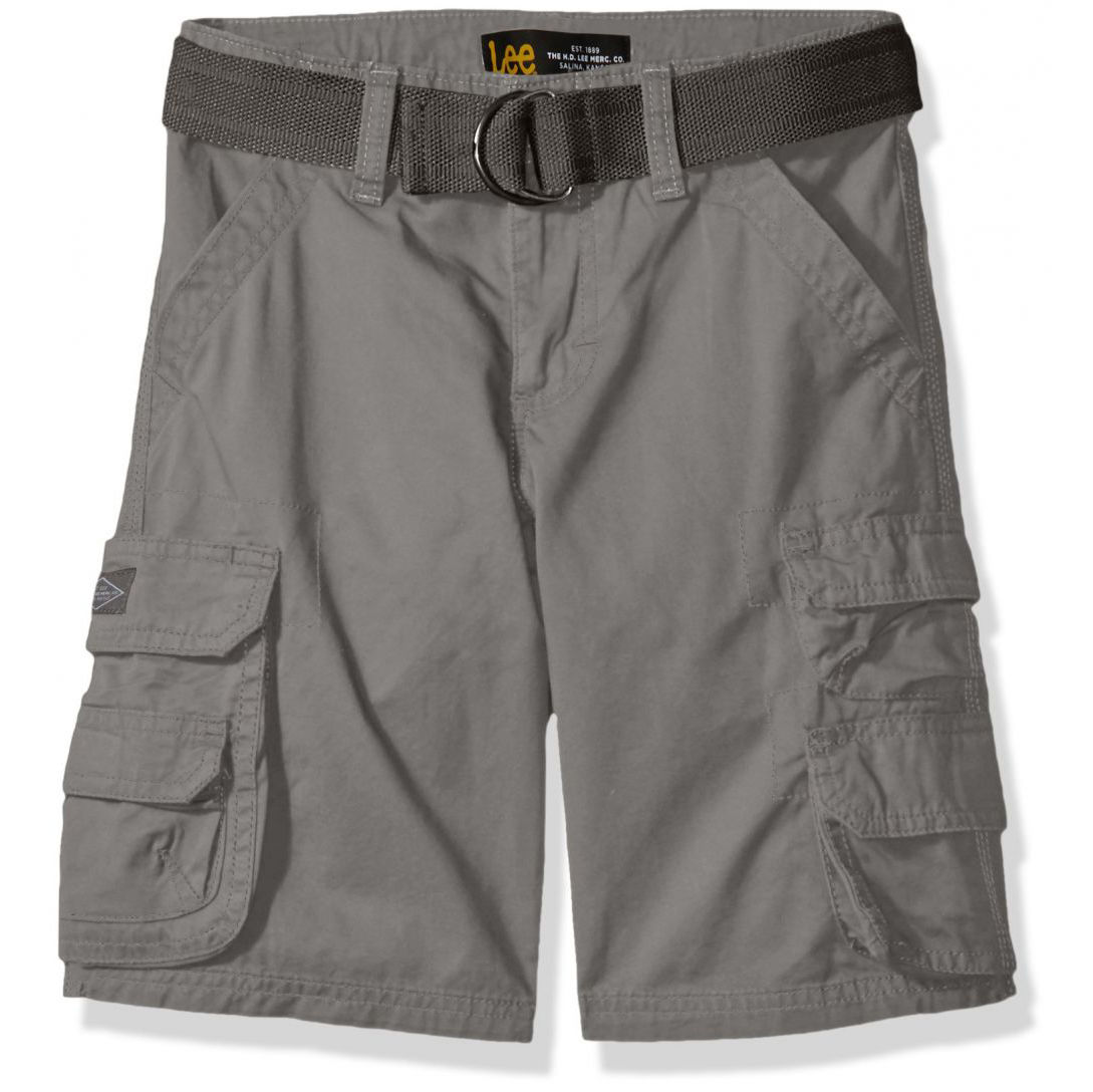 LEE Boys' Wyoming Solid Cargo Shorts - Black, 8