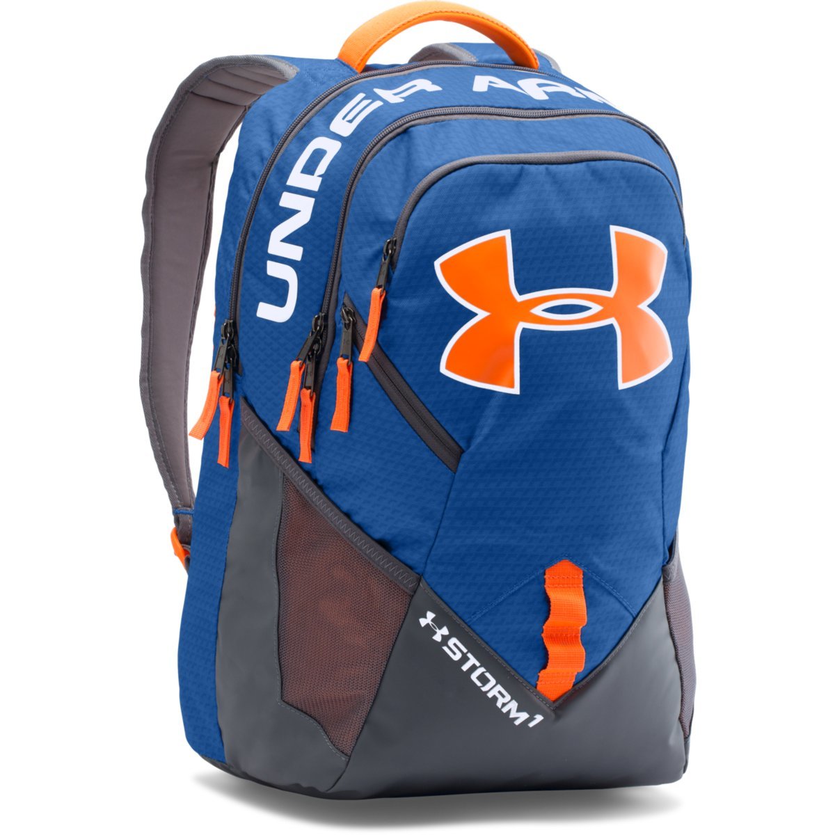 blue and orange under armour backpack