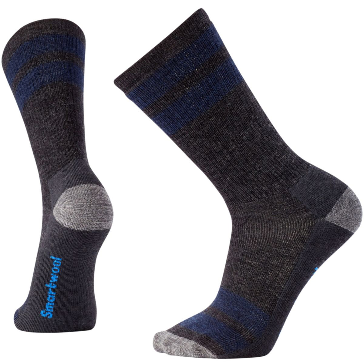 Smartwool Men's Striped Hike Medium Crew Socks - Black, M