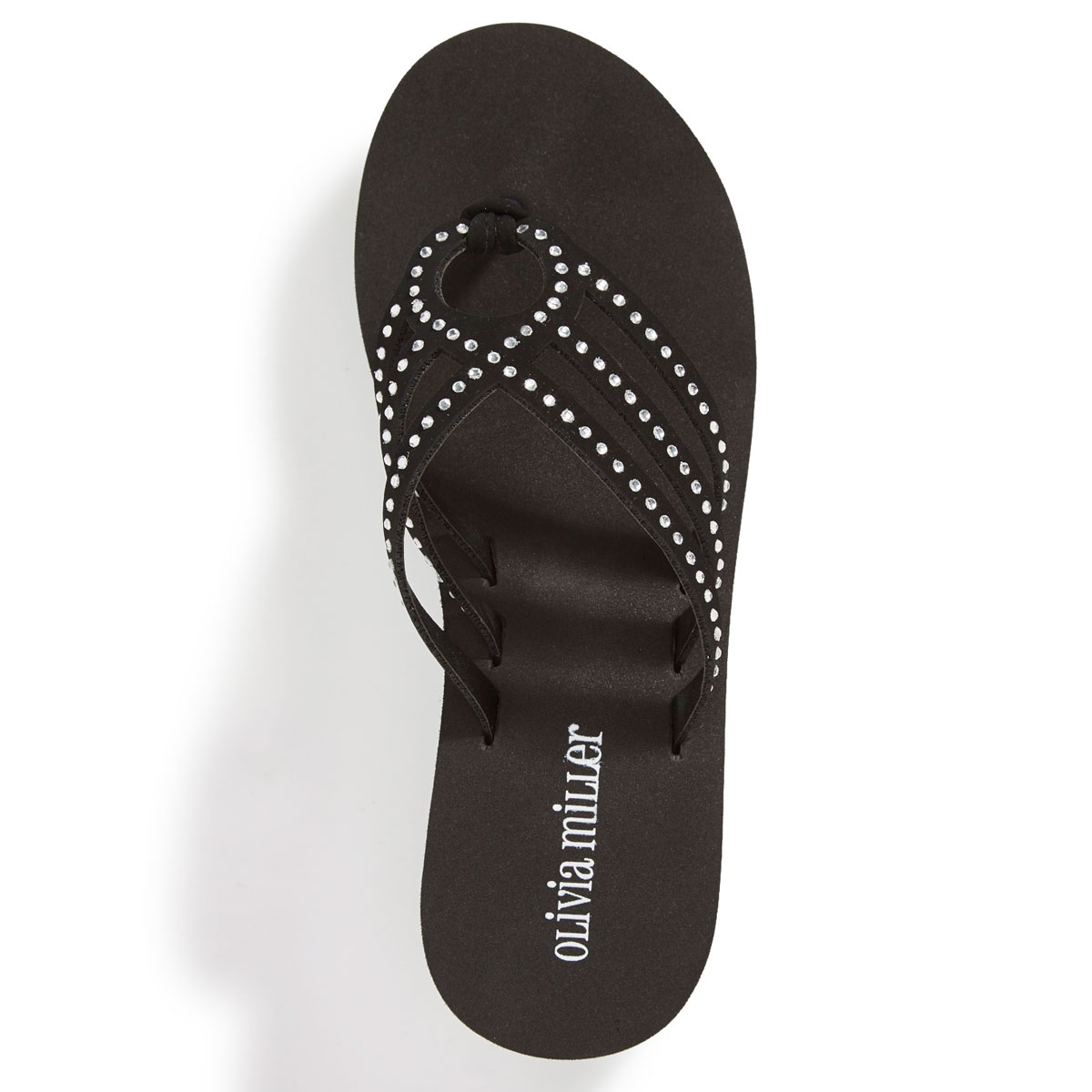 black wedge flip flops with rhinestones
