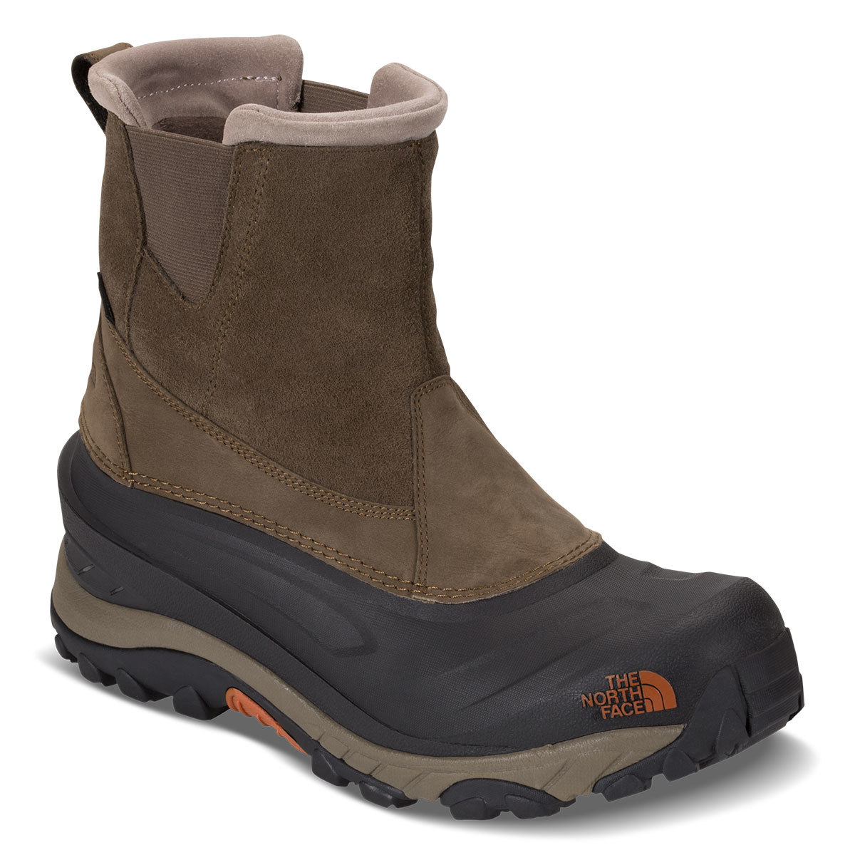 The North Face Men's Chilkat Iii Pull-On Mid Waterproof Winter Boots, Mudpack Brown/orange