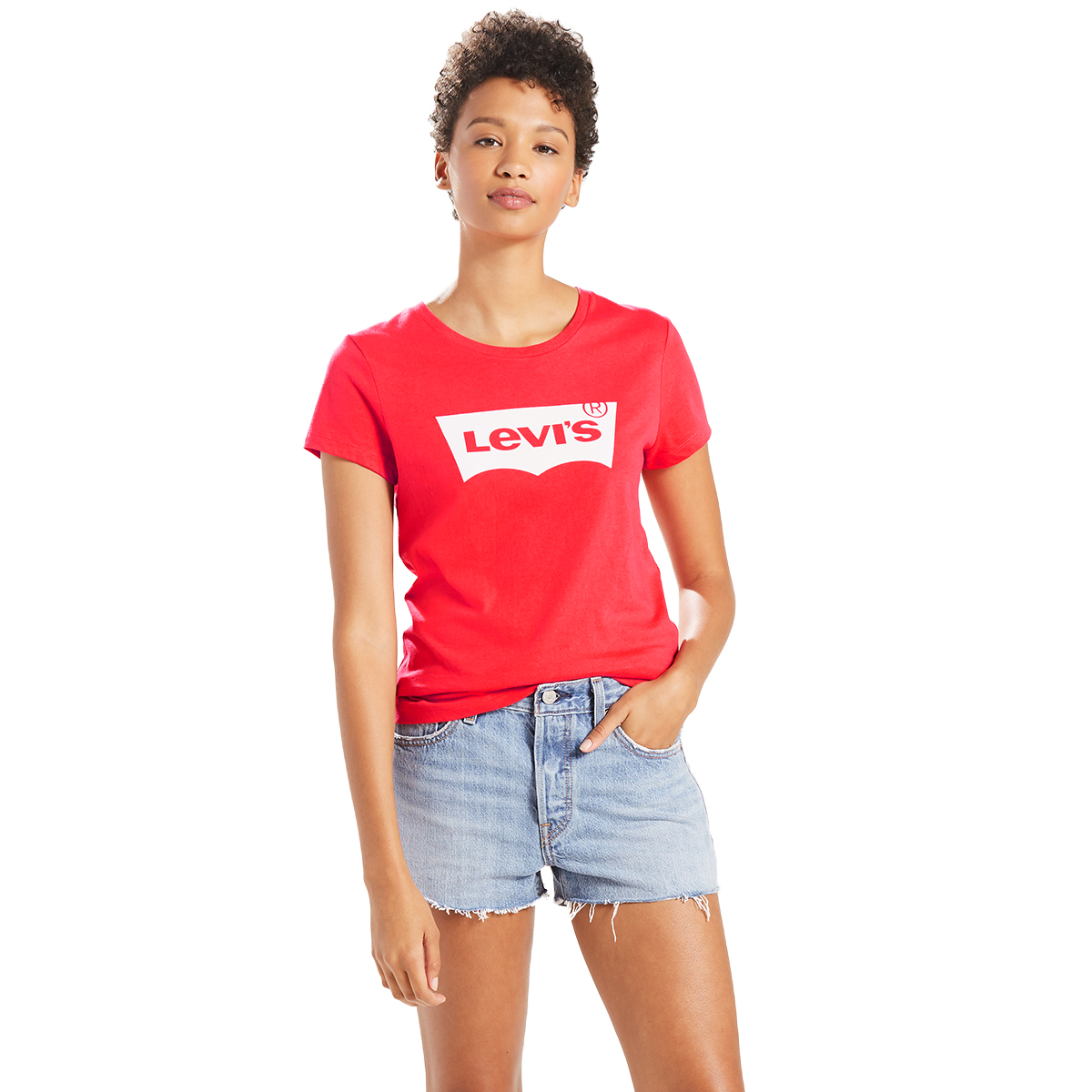 Levi's Women's Slim Crew Logo Tee - Red, L