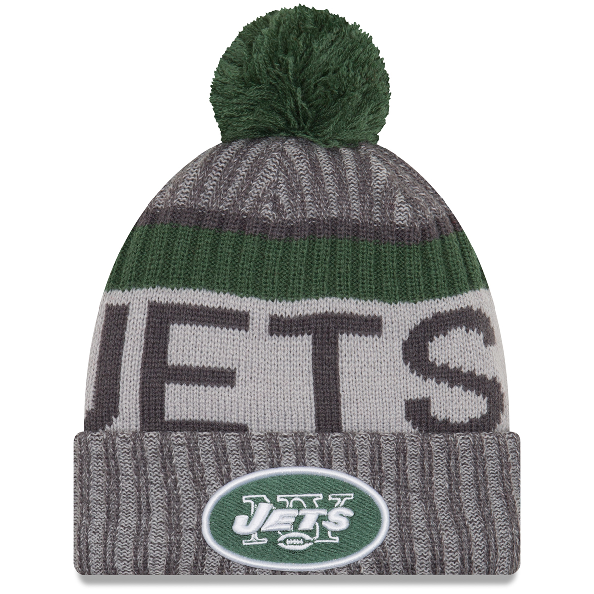 New York Jets 2017 Sport Knit Cuffed Pom Beanie - Black, ONESIZE