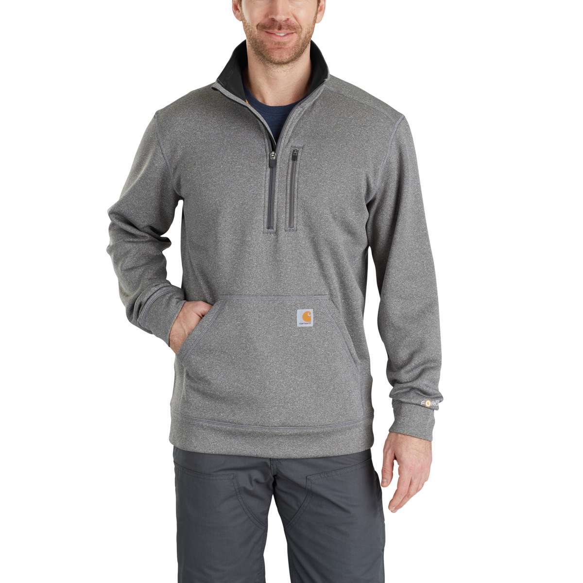 Carhartt Men's Force Extremes Mock Neck Half-Zip Sweatshirt - Black, XXL