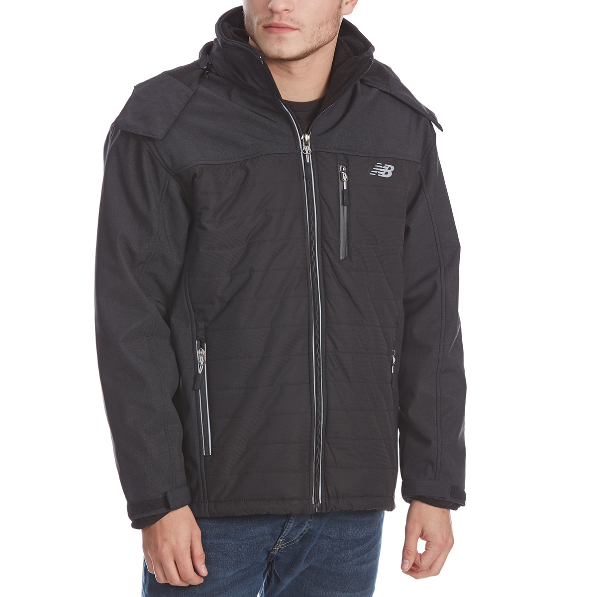 new balance men's hooded softshell 3-in-1 system jacket