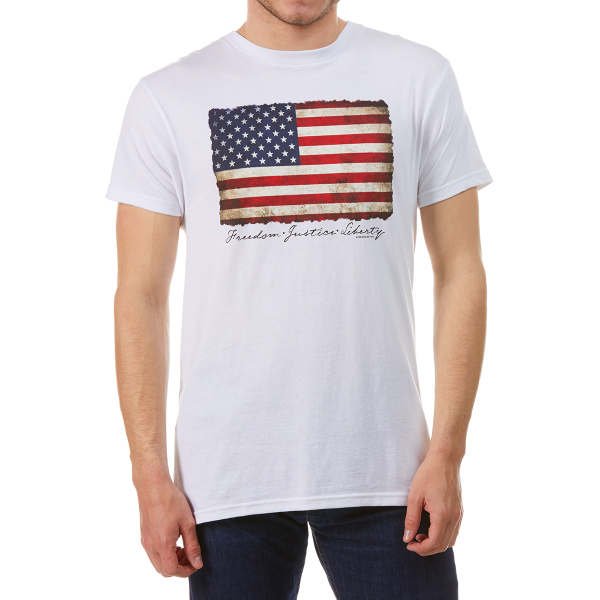 5Star Guys' Flag Vintaged Short-Sleeve Graphic Tee - White, L