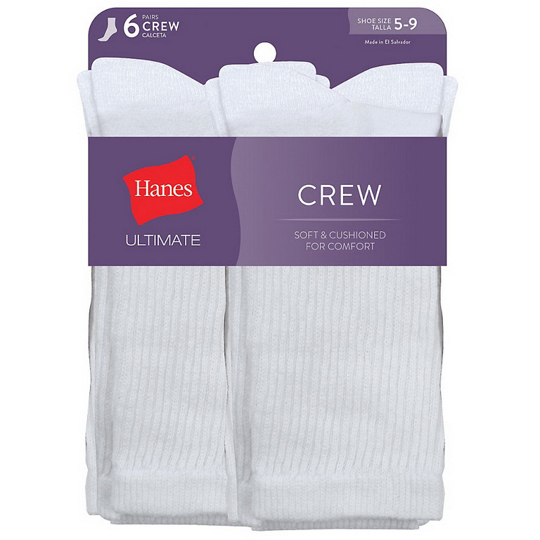 Hanes Women's Ultimate Crew Socks, 6-Pack