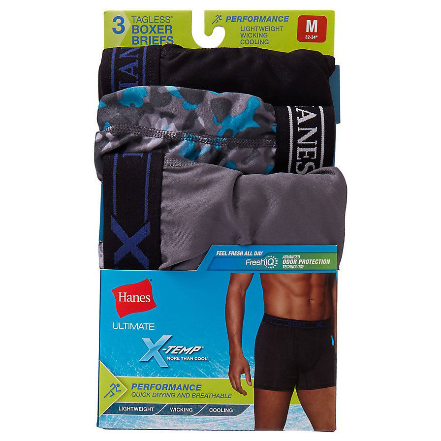 Hanes Men's Ultimate X-Temp Performance Boxer Briefs, 3-Pack - Various Patterns, XL