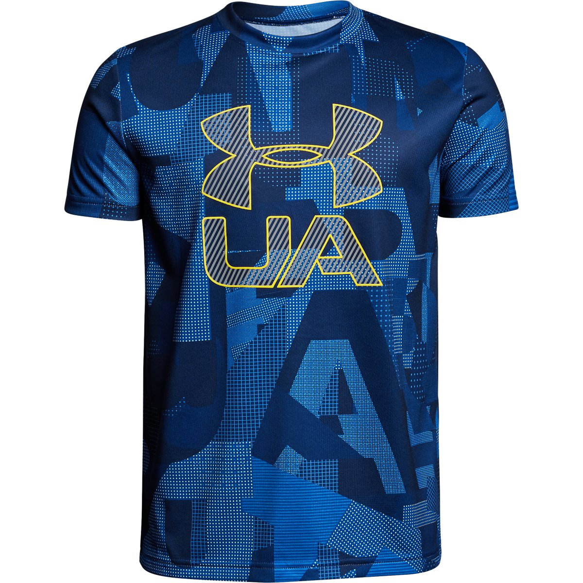 Under Armour Big Boys' Printed Crossfade Short-Sleeve Tee - Blue, M