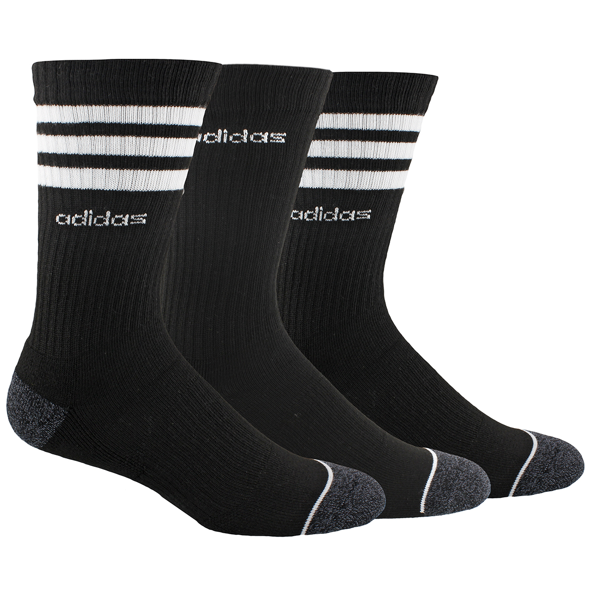 Adidas Men's Cushioned Color Crew Socks, 3-Pack - Black, 10-13