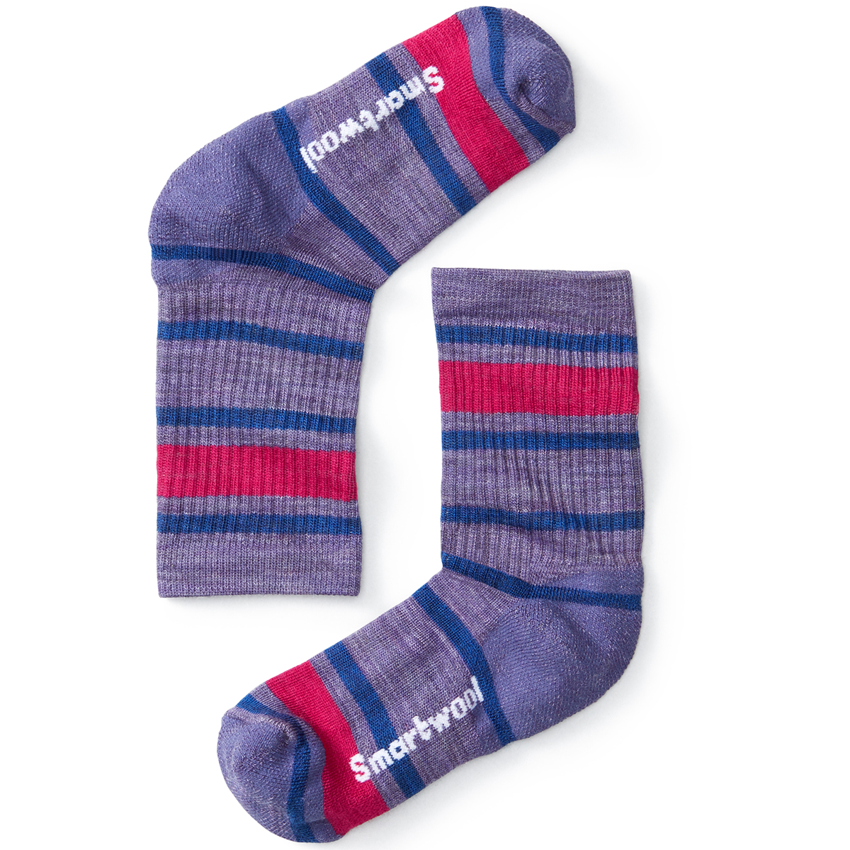 Smartwool Kids' Striped Hike Light Crew Socks - Purple, L