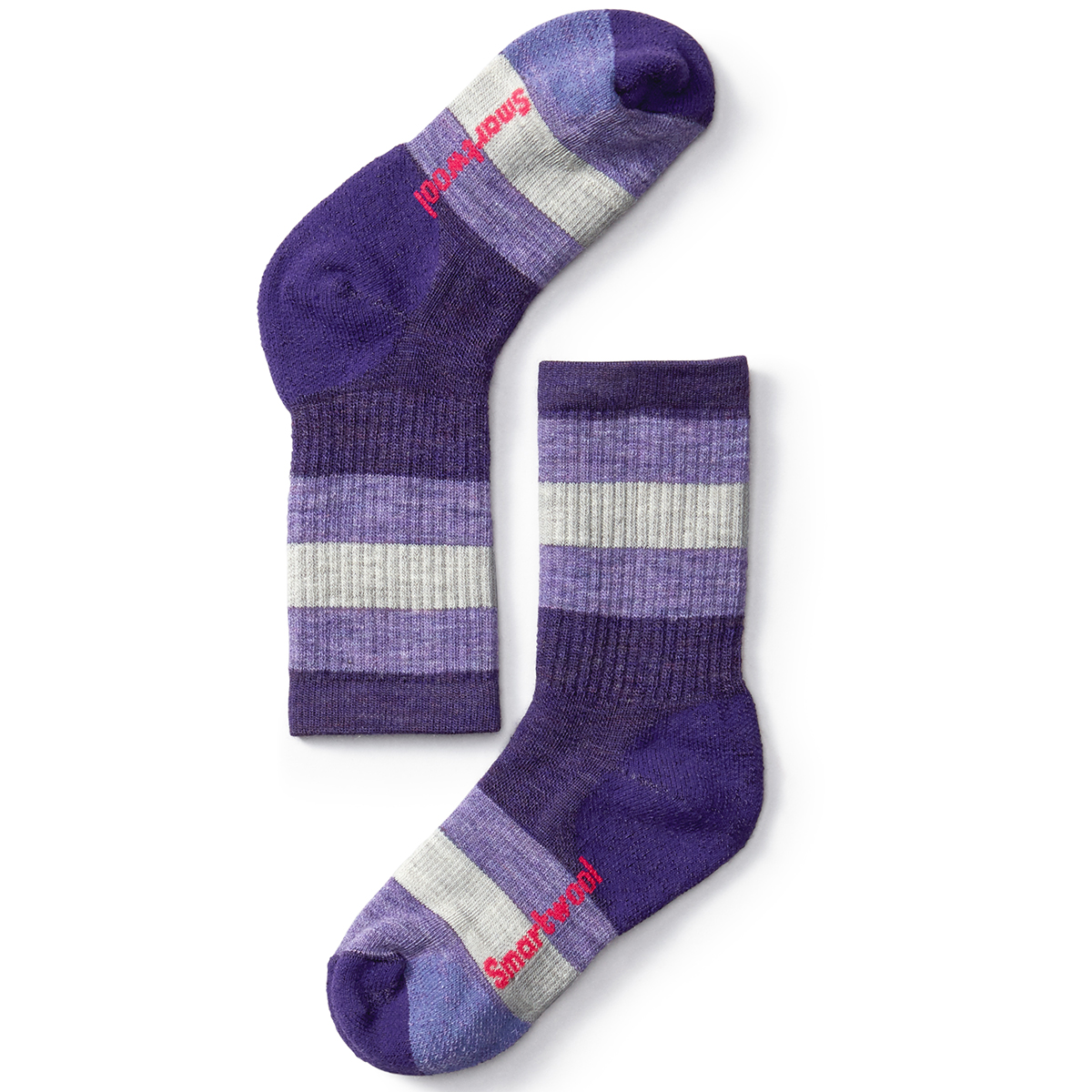 Smartwool Kids' Striped Hike Medium Crew Socks - Purple, L