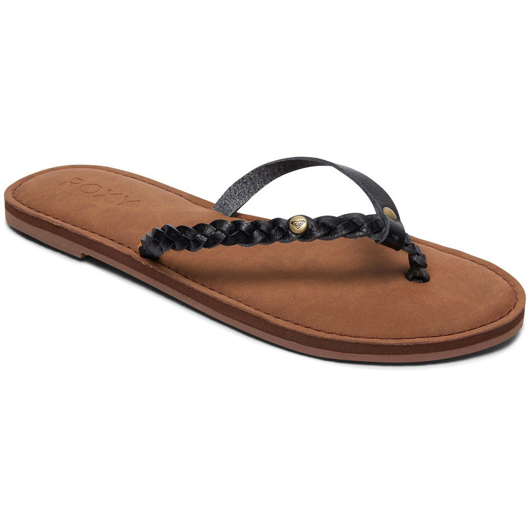 black braided flip flops