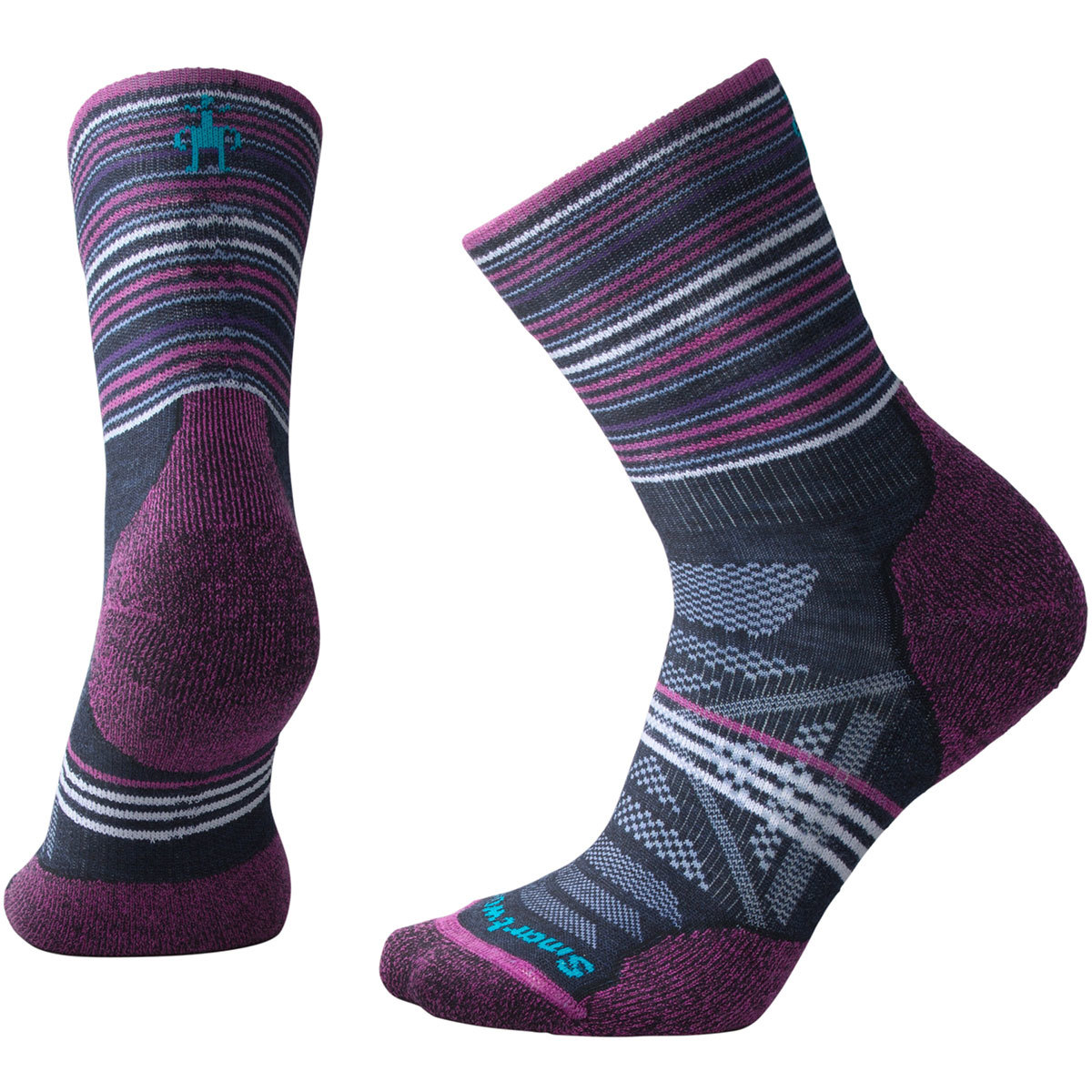 Smartwool Women's Phd Outdoor Light Pattern Mid Crew Socks - Blue, L