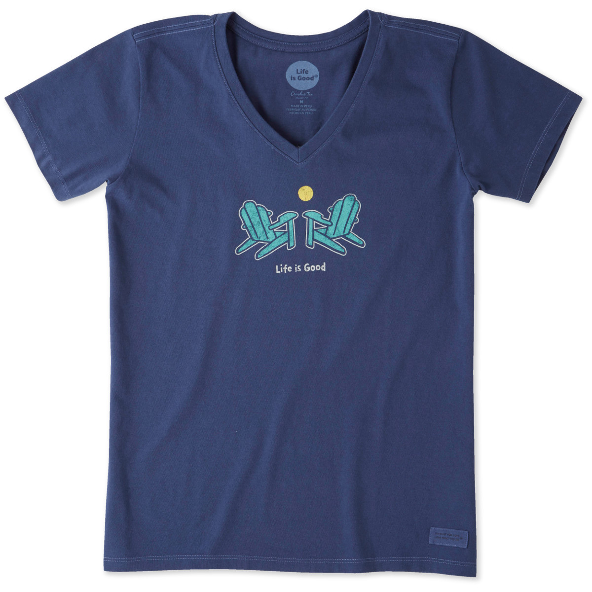 Life Is Good Women's Classic Adirondack Crusher Vee Tee - Blue, XS