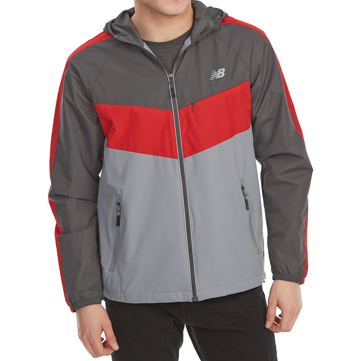 New Balance Men's Poly Dobby Color-Block Jacket - Black, L