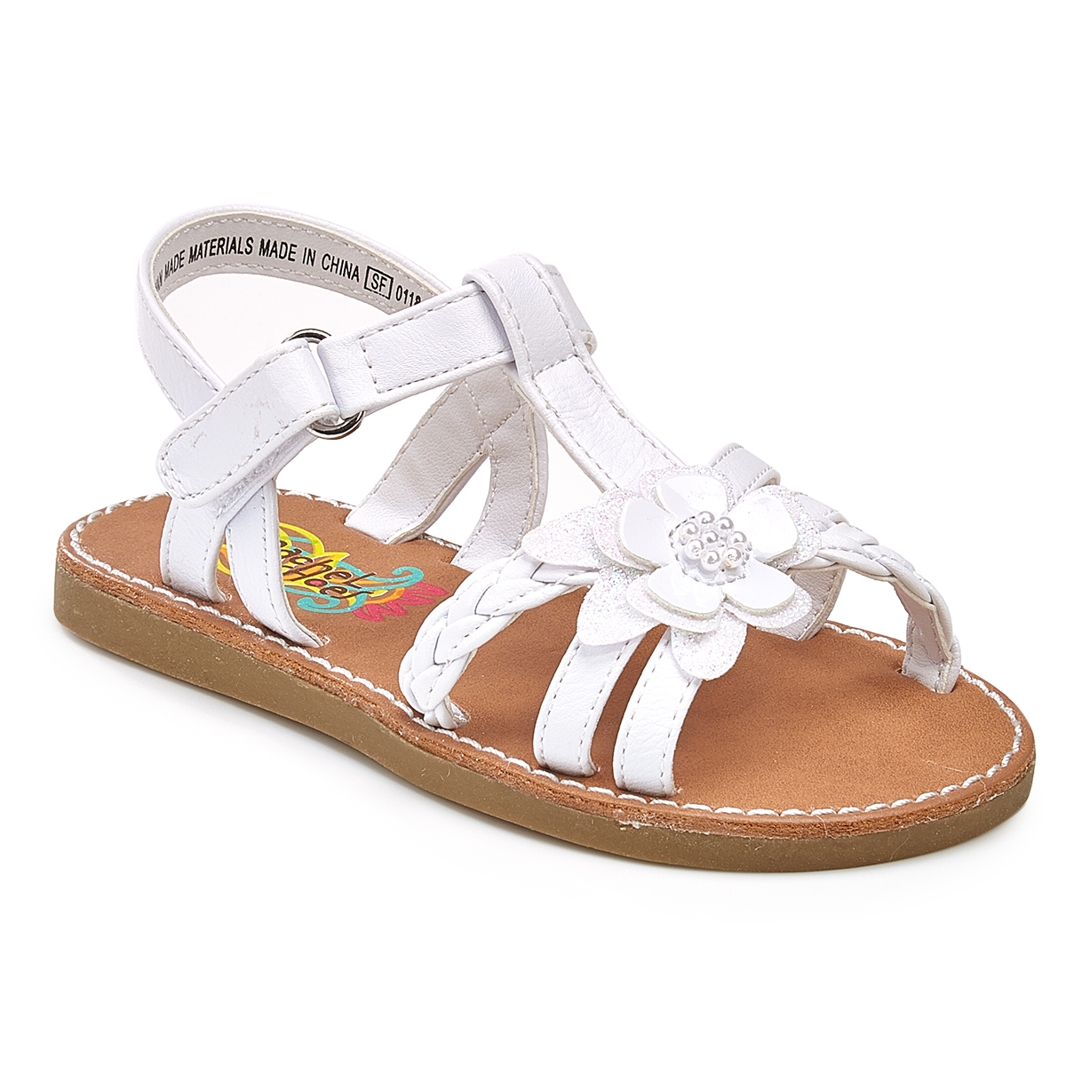 Rachel Shoes Toddler Girls' Krissy Flower Play Sandals - White, 8