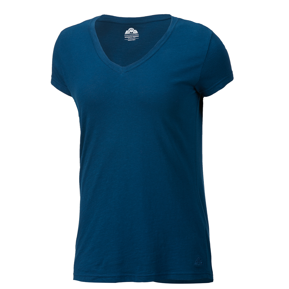 Ems Women's Organic Slub V-Neck Short-Sleeve Tee - Blue, S