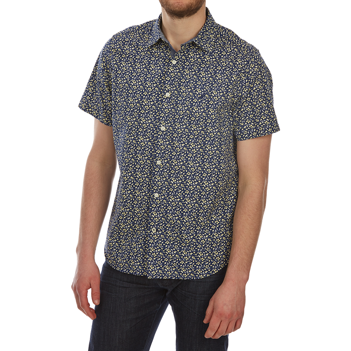 Nautica Men's Floral Print Woven Short-Sleeve Shirt - Blue, XL