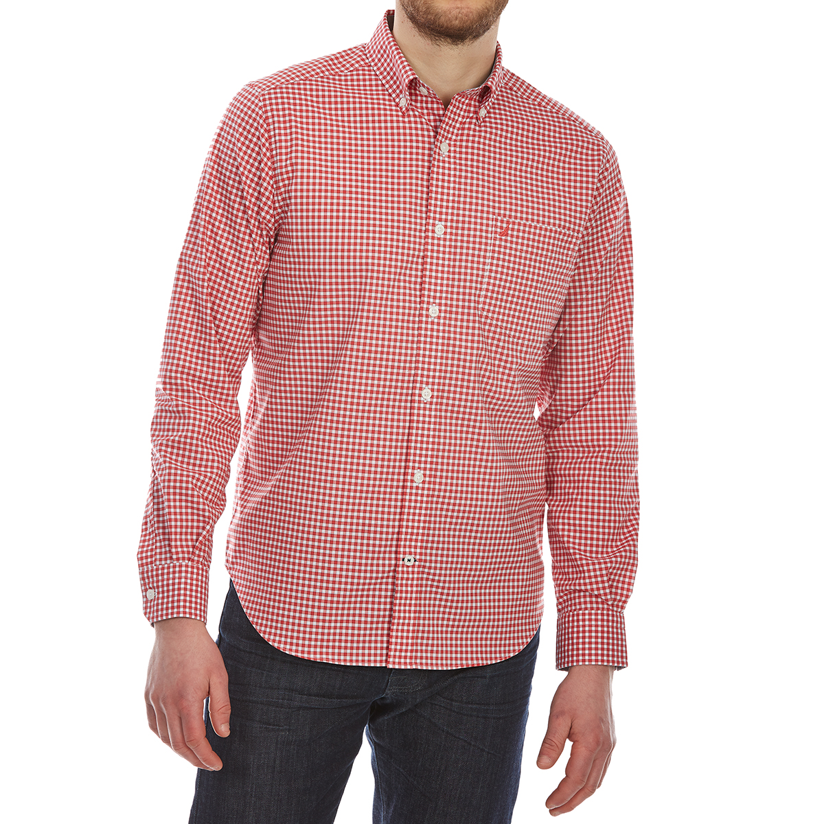 Nautica Men's Wear-To-Work Gingham Woven Long-Sleeve Shirt - Red, XL