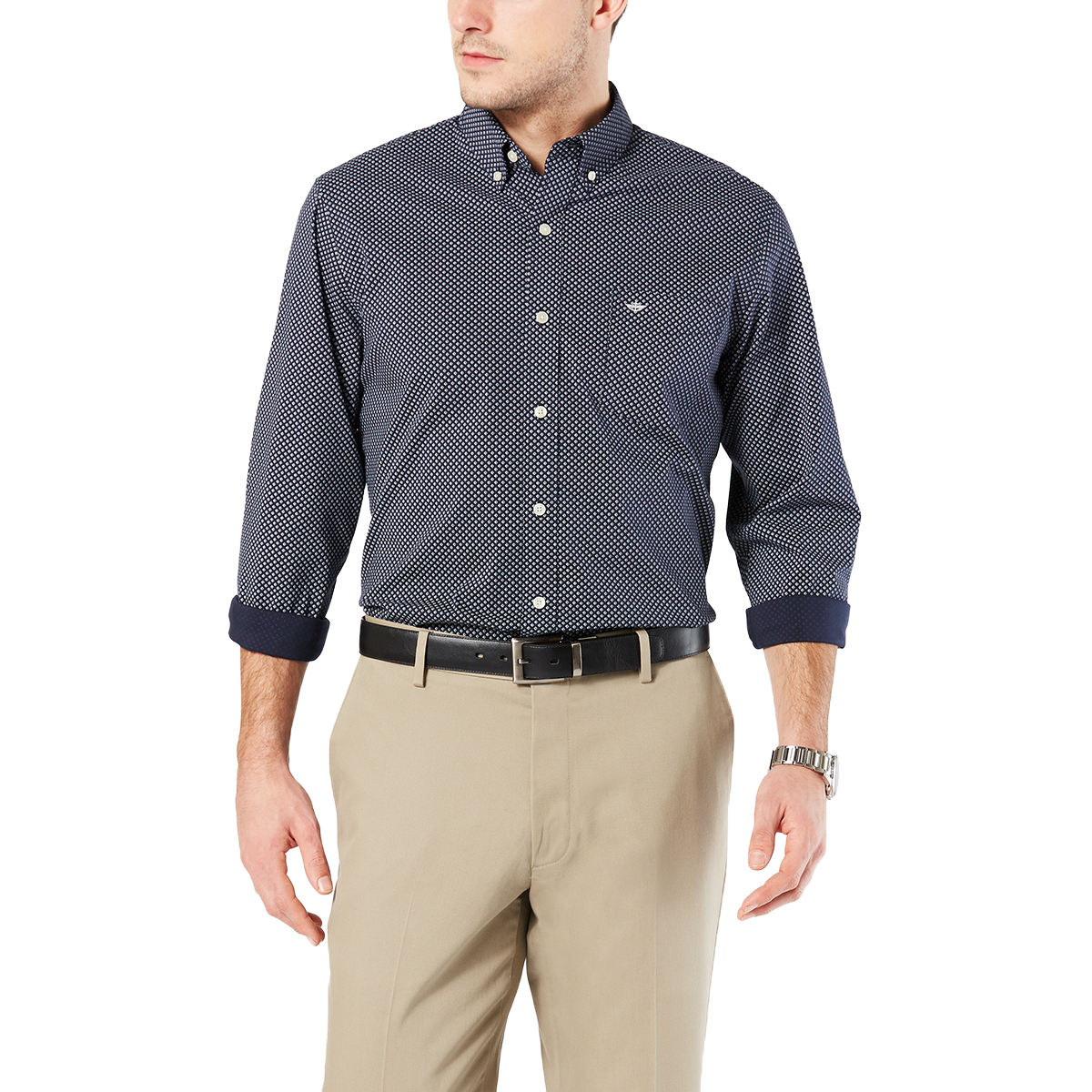 Dockers Men's Comfort Stretch No-Wrinkle Long-Sleeve Shirt - Blue, L