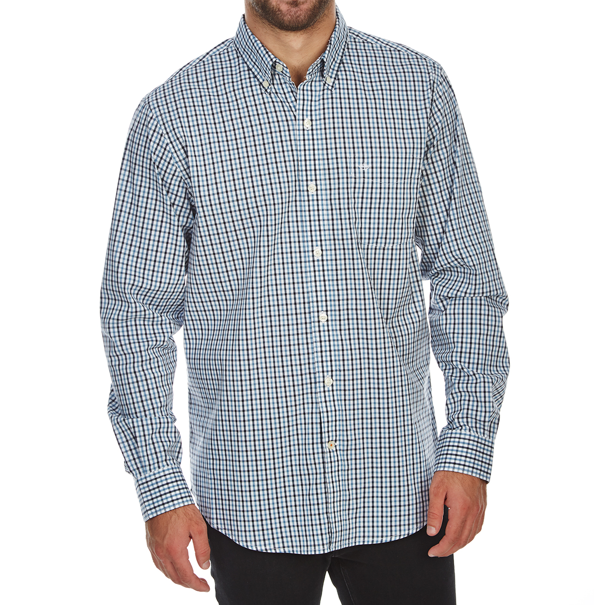 Dockers Men's Comfort Stretch No-Wrinkle Long-Sleeve Shirt - Blue, XXL