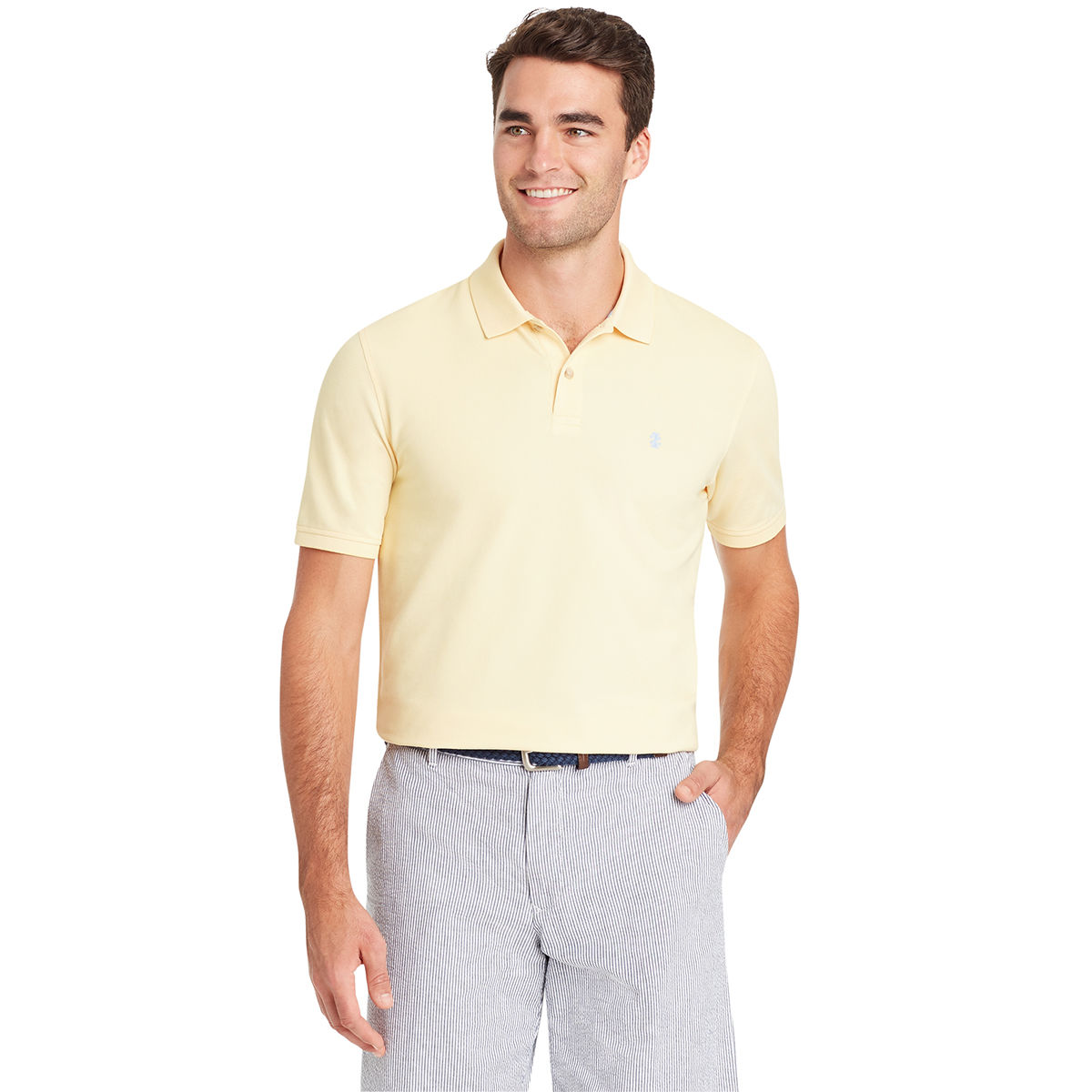 Izod Men's Advantage Performance Solid Short-Sleeve Polo Shirt - Yellow, M