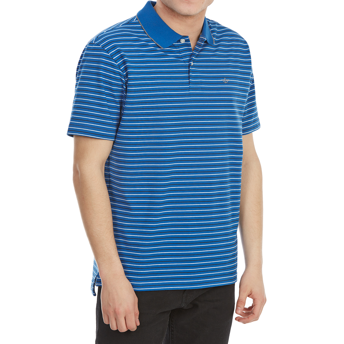 Dockers Men's Performance Stripe Short-Sleeve Polo Shirt - Blue, M