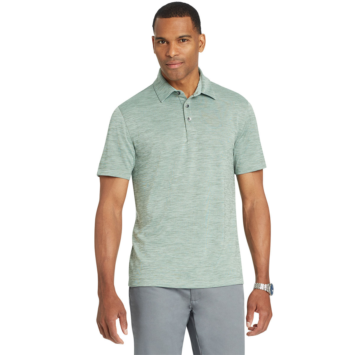 Van Heusen Men's Air Space-Dye Short-Sleeve Polo Shirt - Green, XL