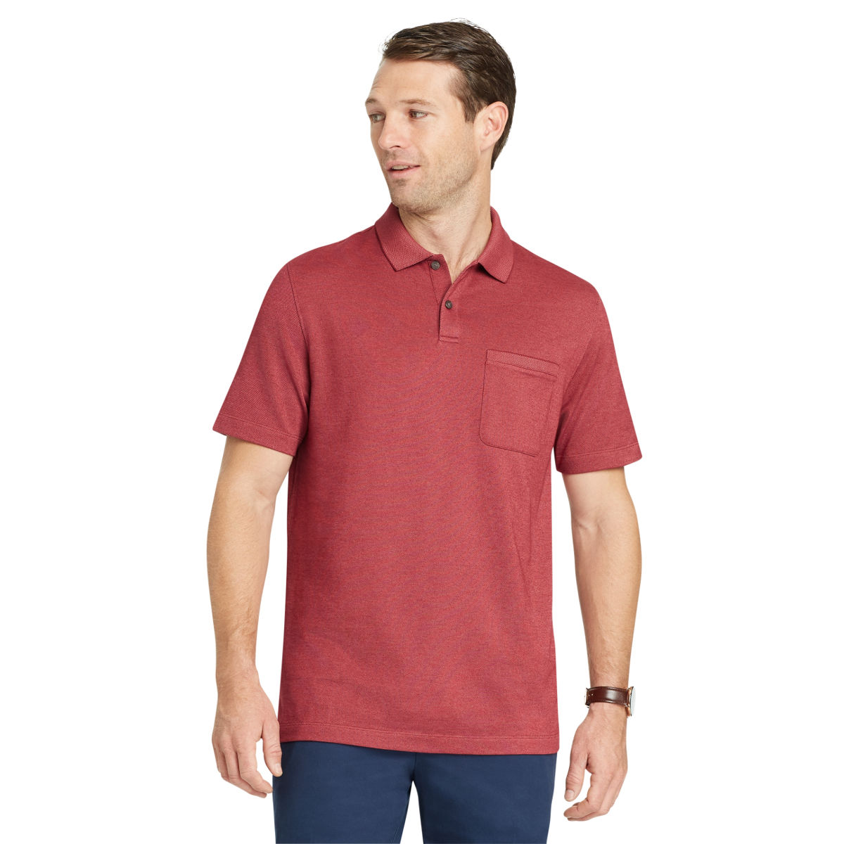 Van Heusen Men's Flex Solid Tip Short-Sleeve Polo Shirt - Red, XL