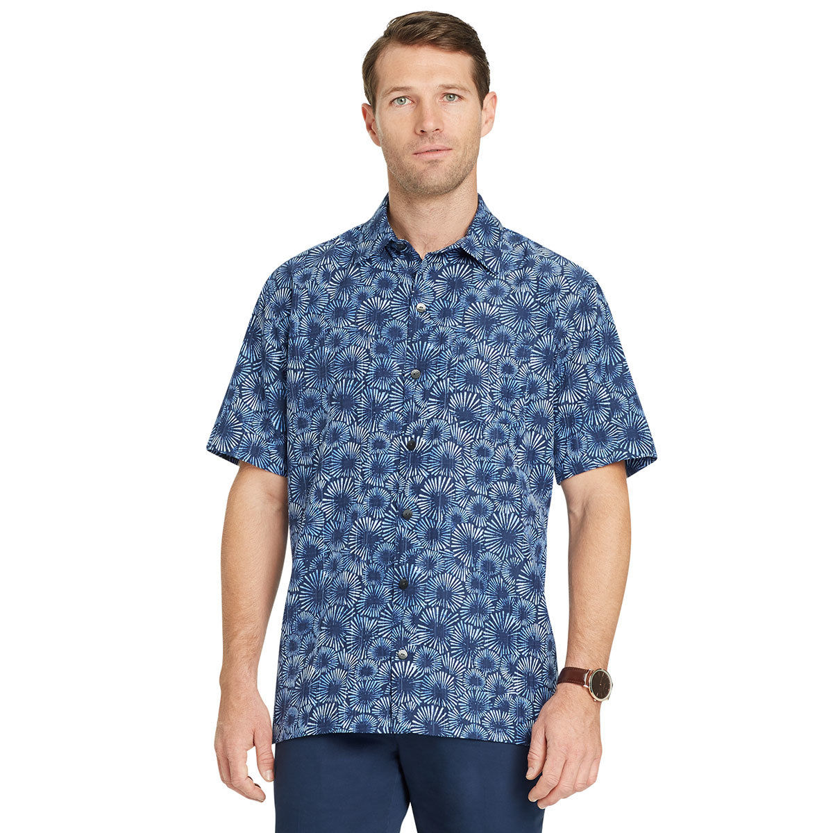 Van Heusen Men's Air Print Short-Sleeve Shirt - Blue, XL