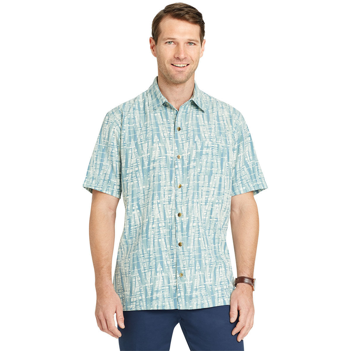 Van Heusen Men's Air Print Short-Sleeve Shirt - Green, XXL