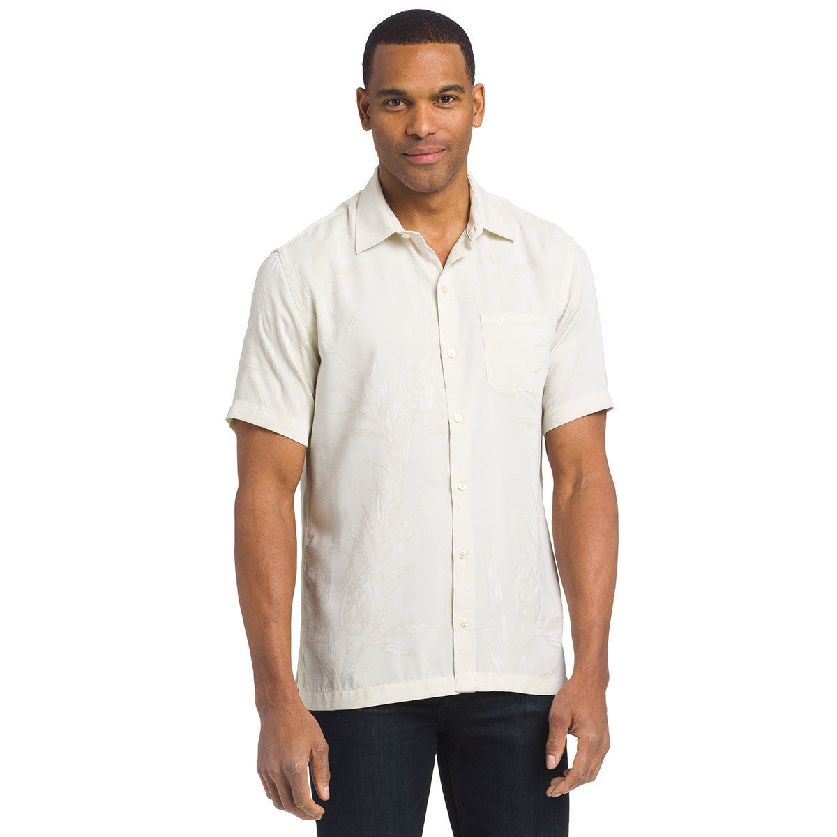 Van Heusen Men's Air Print Jacquard Short-Sleeve Shirt - White, XXL