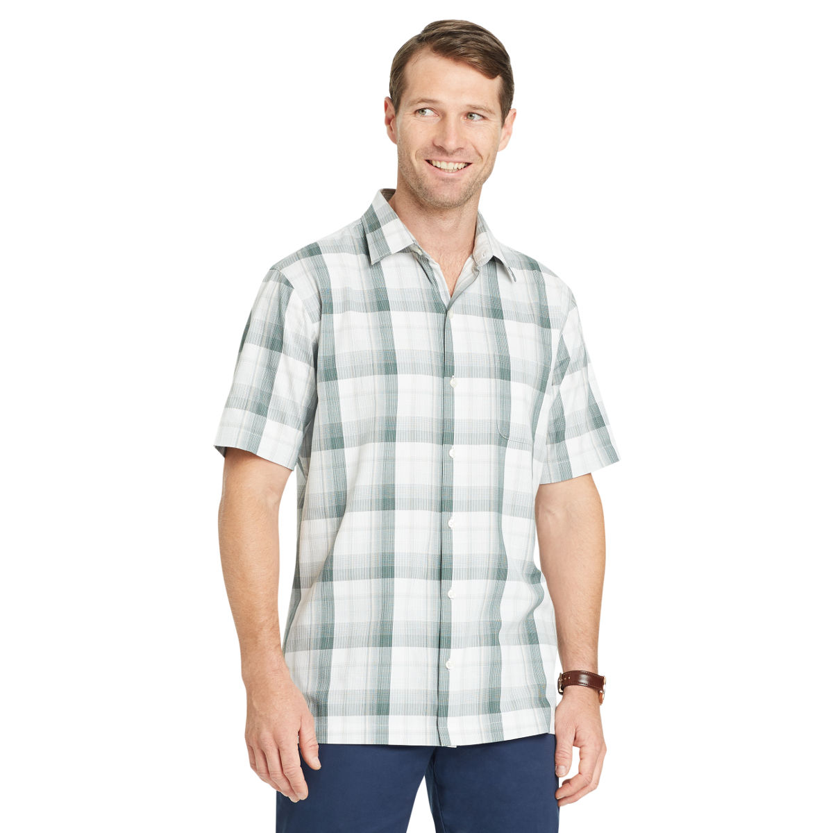 Van Heusen Men's Air Textured Plaid Short-Sleeve Shirt