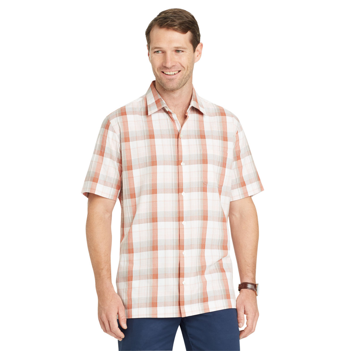 Van Heusen Men's Air Textured Plaid Short-Sleeve Shirt