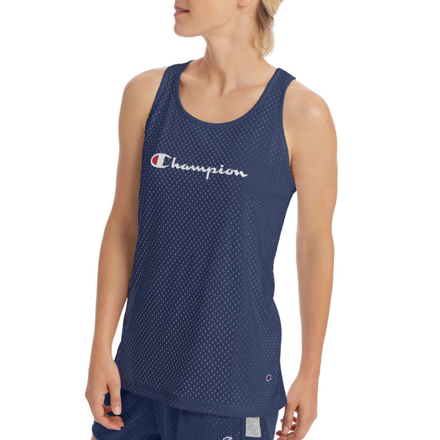 Champion Women's Reversible Mesh-To-Jersey Tank Top - Blue, L