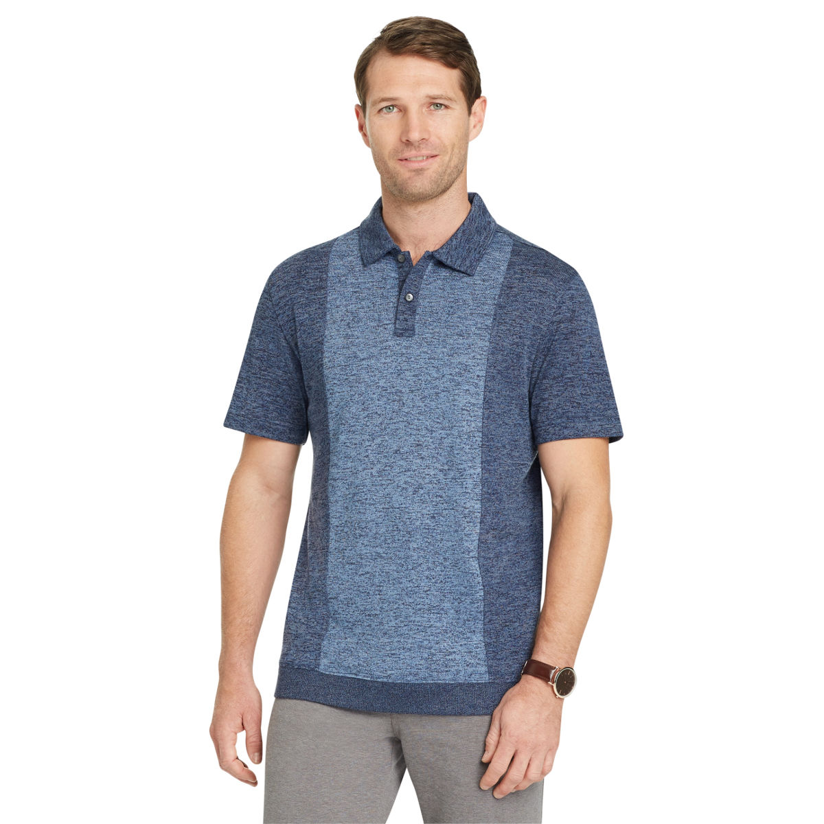 Van Heusen Men's Air Banded Bottom Short-Sleeve Polo Shirt - Blue, XL