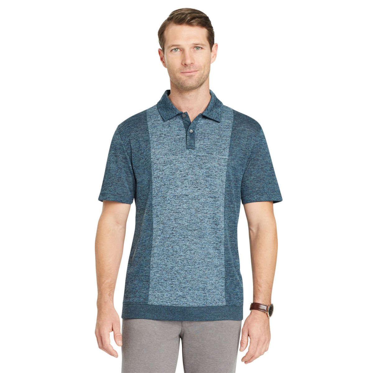 Van Heusen Men's Air Banded Bottom Short-Sleeve Polo Shirt - Blue, M