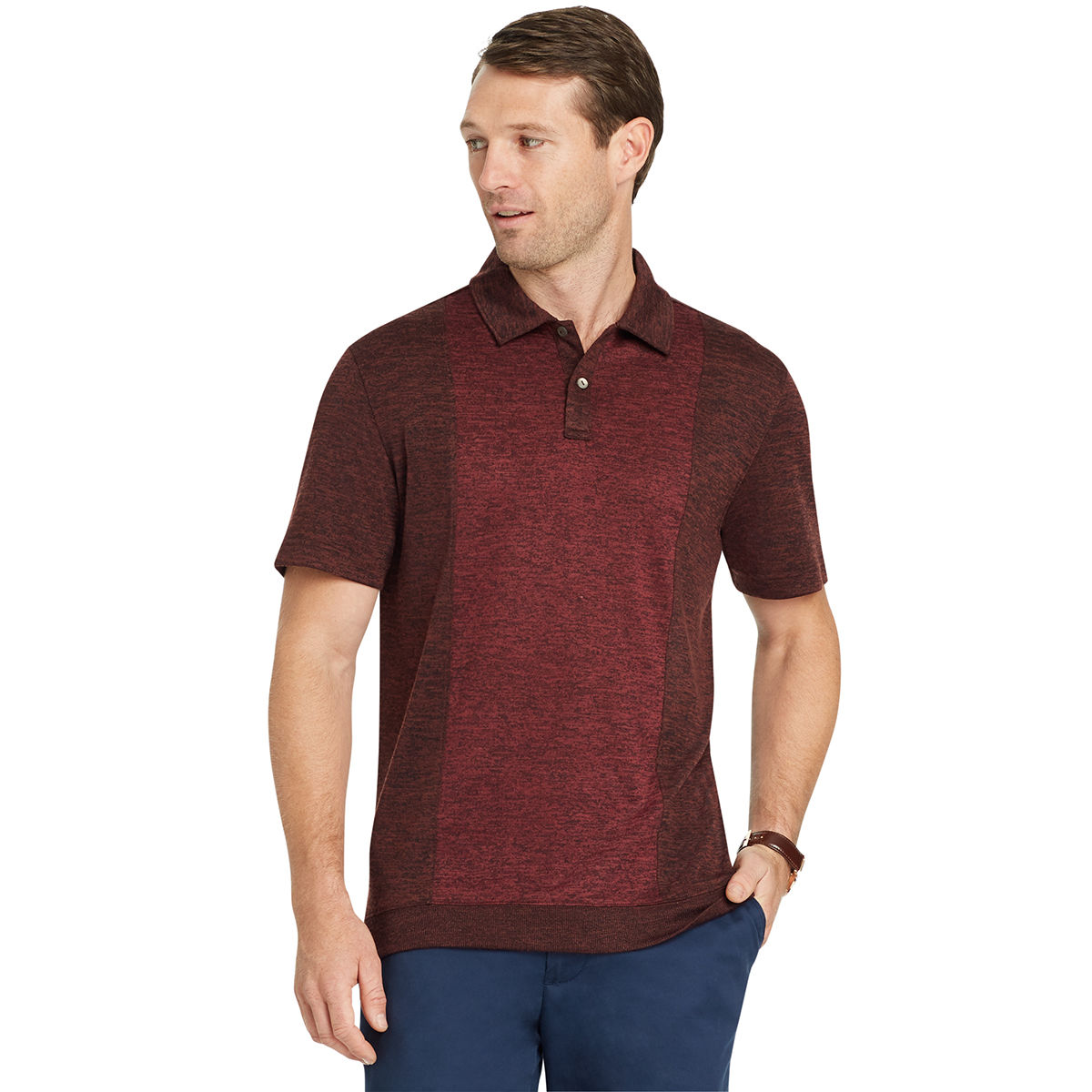 Van Heusen Men's Air Banded Bottom Short-Sleeve Polo Shirt - Red, L