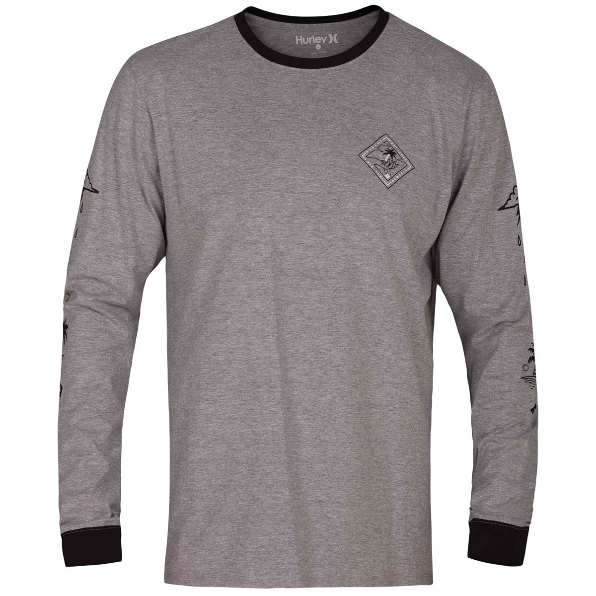 Hurley Guys' Palm Reader Long-Sleeve Tee - Black, XL