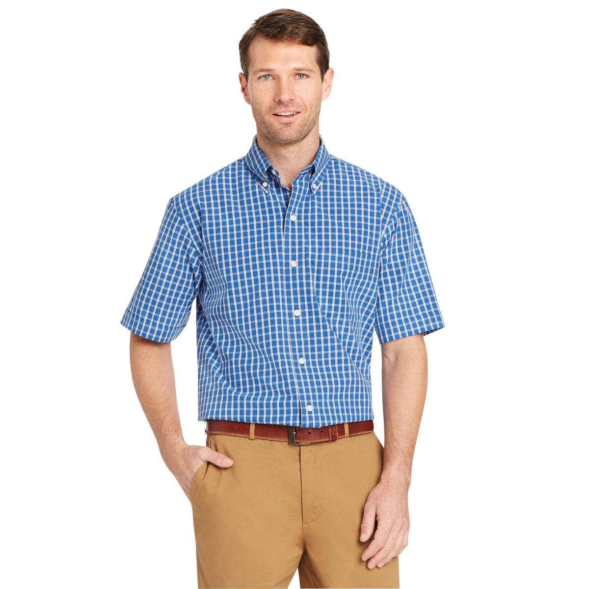 Arrow Men's Hamilton Plaid Short-Sleeve Shirt - Blue, L