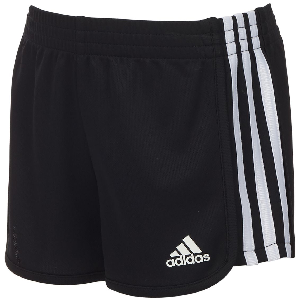 Adidas Little Girls' Three-Stripe Mesh Shorts - Black, 5