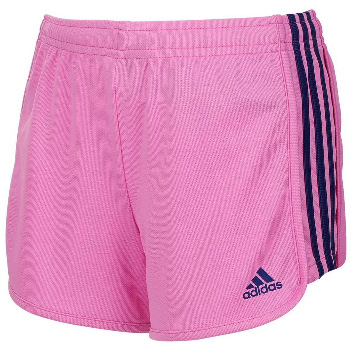 Adidas Little Girls' Three-Stripe Mesh Shorts - Red, 6