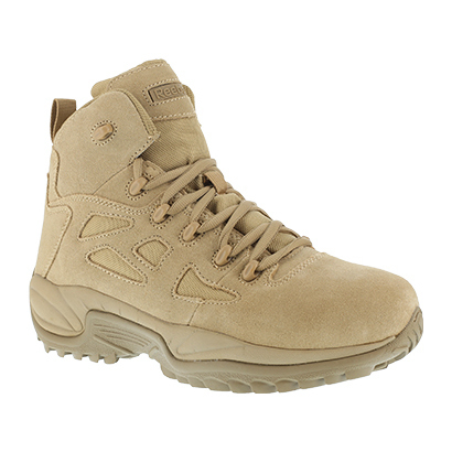 Reebok Work Men's Rapid Response Rb Composite Toe Stealth 6" W/ Side Zip Boot, Desert Tan, Brown