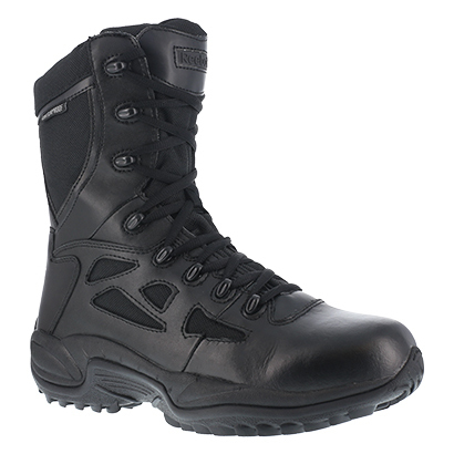 Reebok Work Men's Rapid Response Rb Soft Toe Stealth 8" Waterproof W/ Side Zipper Boot, Black