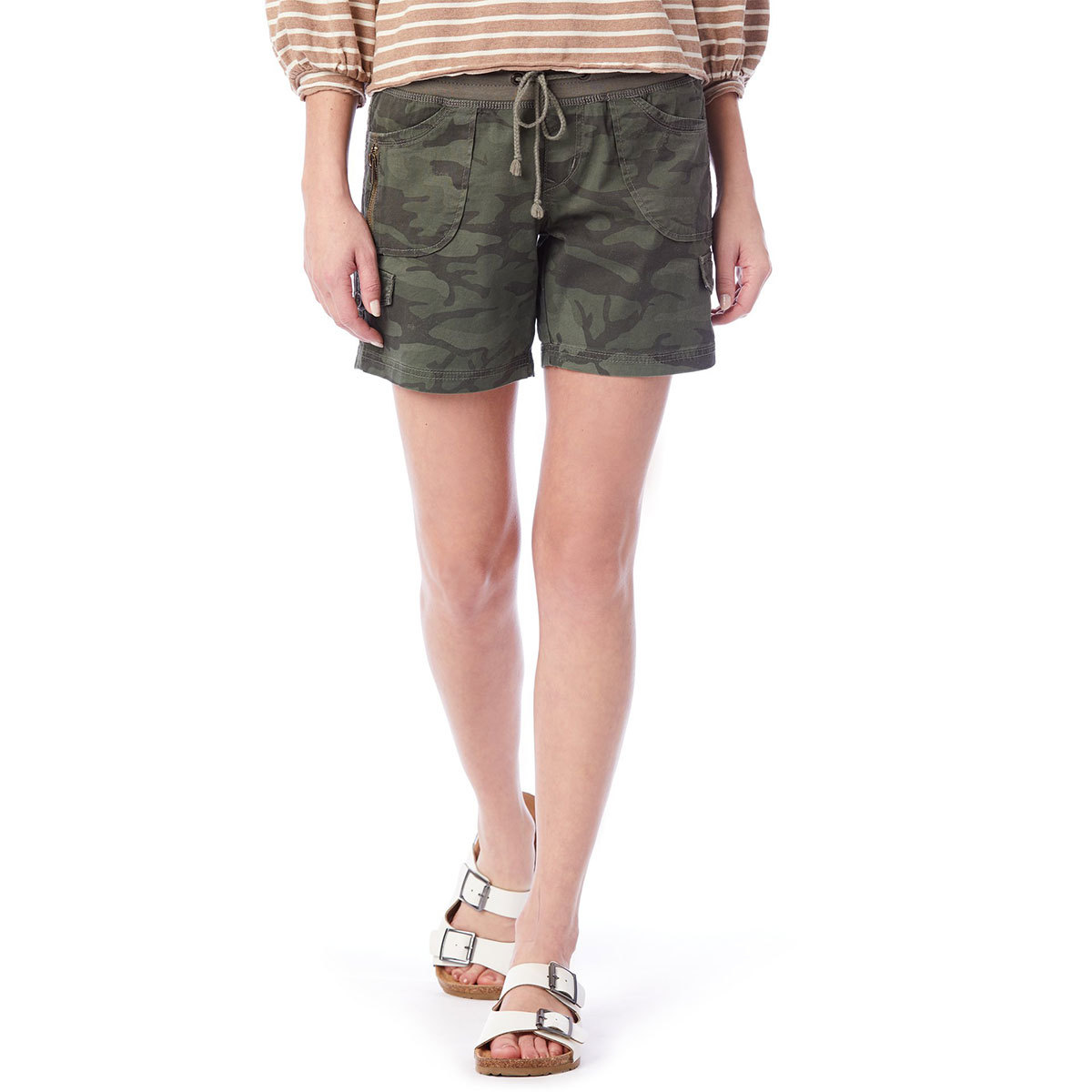 Unionbay Juniors' Christy Camo Convertible Knit-Waist Shorts - Green, XL