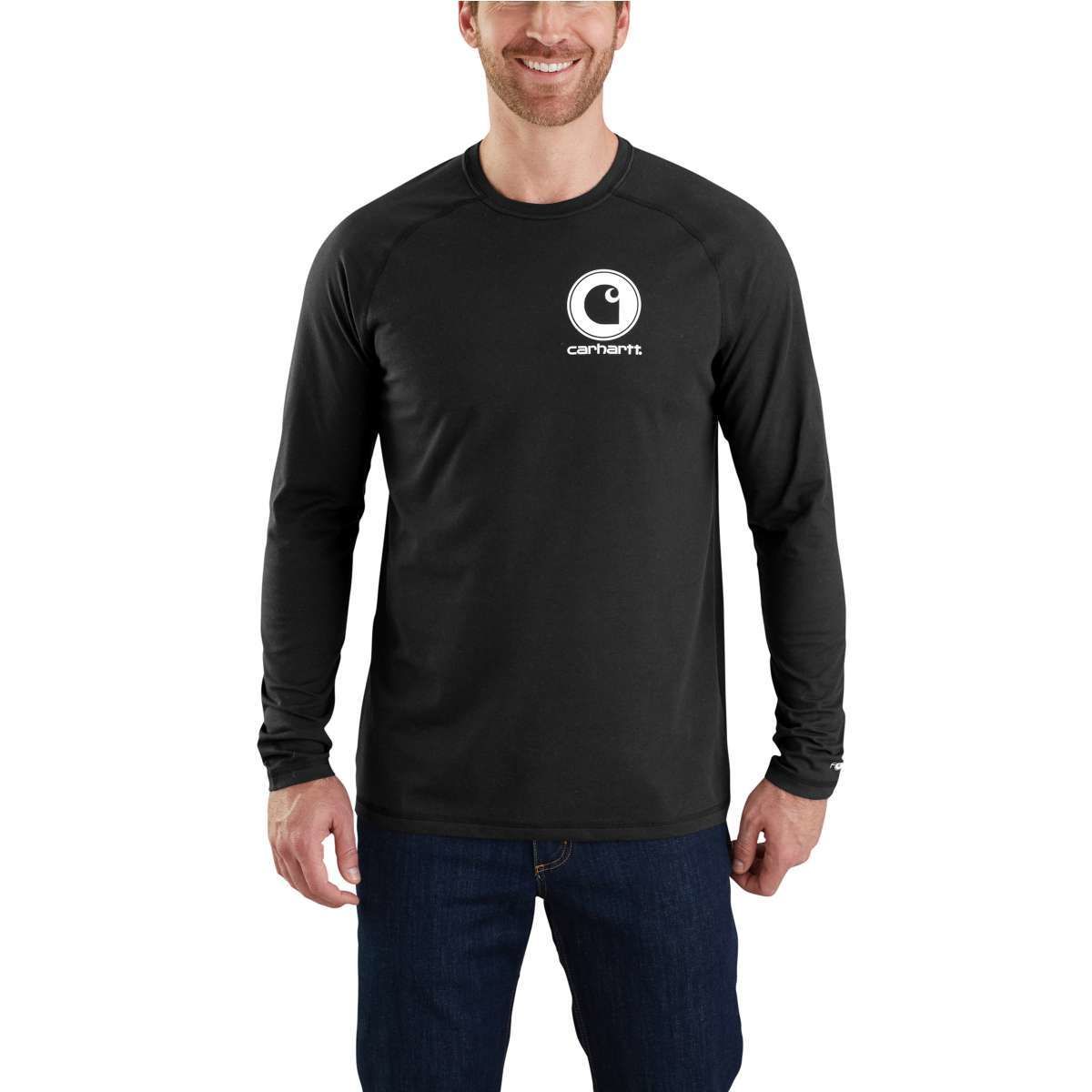 Carhartt Men's Force Delmont Long-Sleeve Graphic Tee - Black, XL